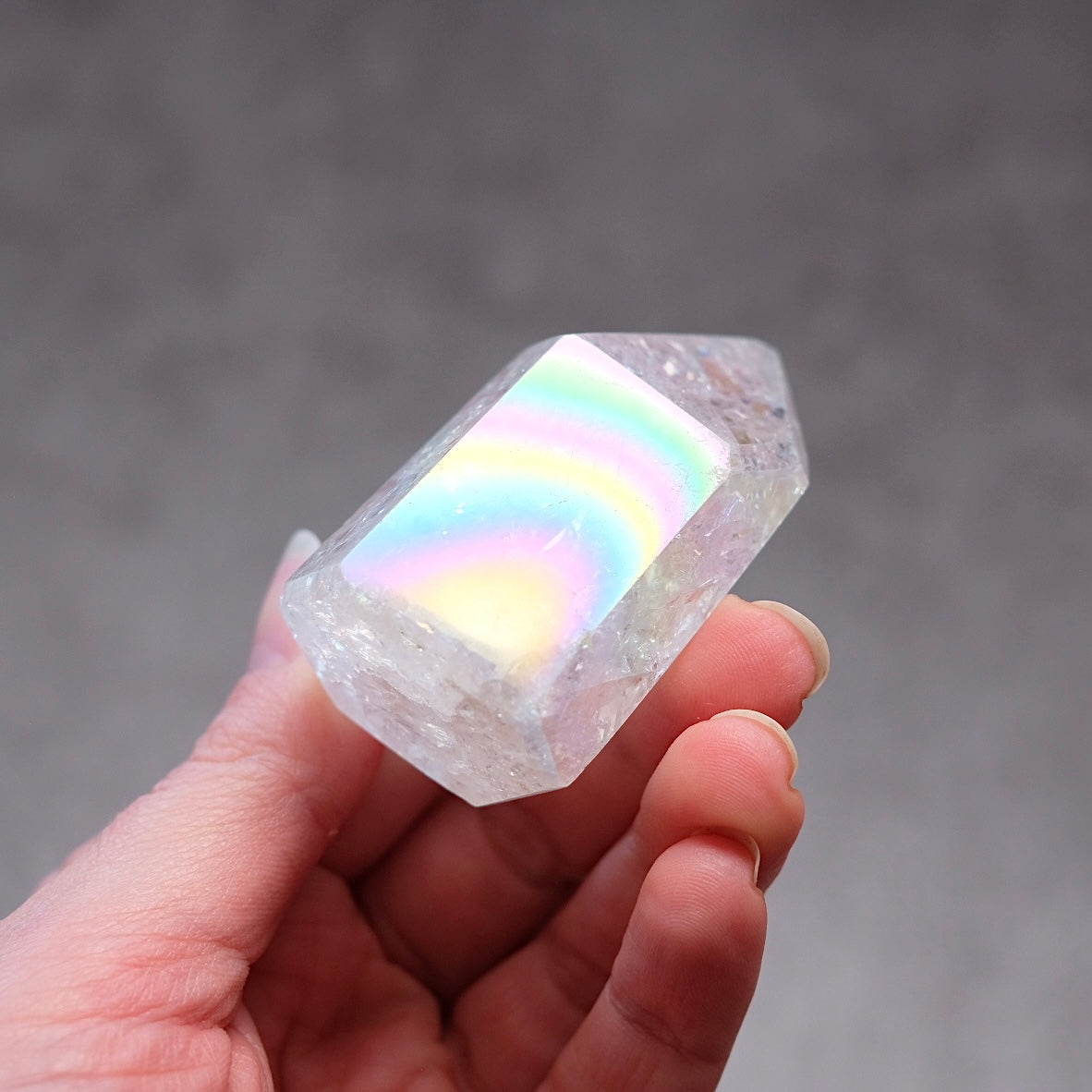 Aura Fire & Ice Quartz Point | Crackle Quartz Crystal Point