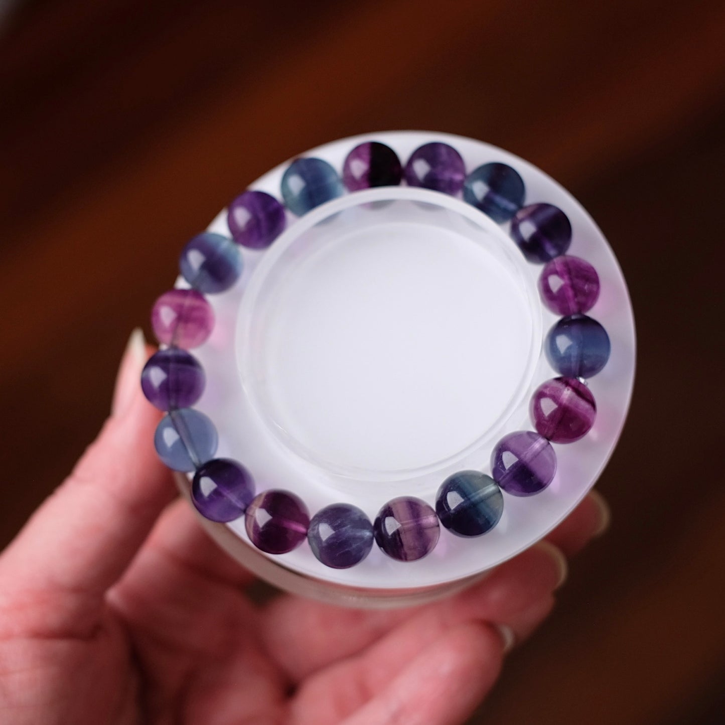 High Grade Rainbow Fluorite Bracelet | Crystal Stretch Bracelet