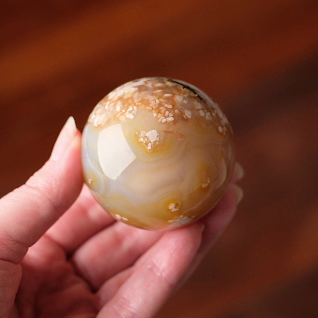 Flower Agate Sphere | Cherry Blossom Agate Crystal Sphere