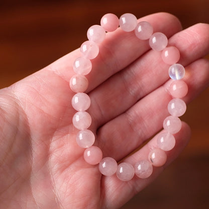 Guava Quartz Crystal Bracelet | Rose Quartz + Moonstone OOAK Crystal Bracelet