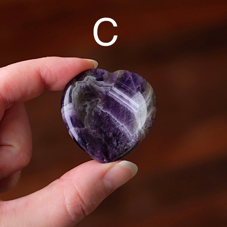 Amethyst Worry Stone | Heart Shaped Crystal Thumb Stone