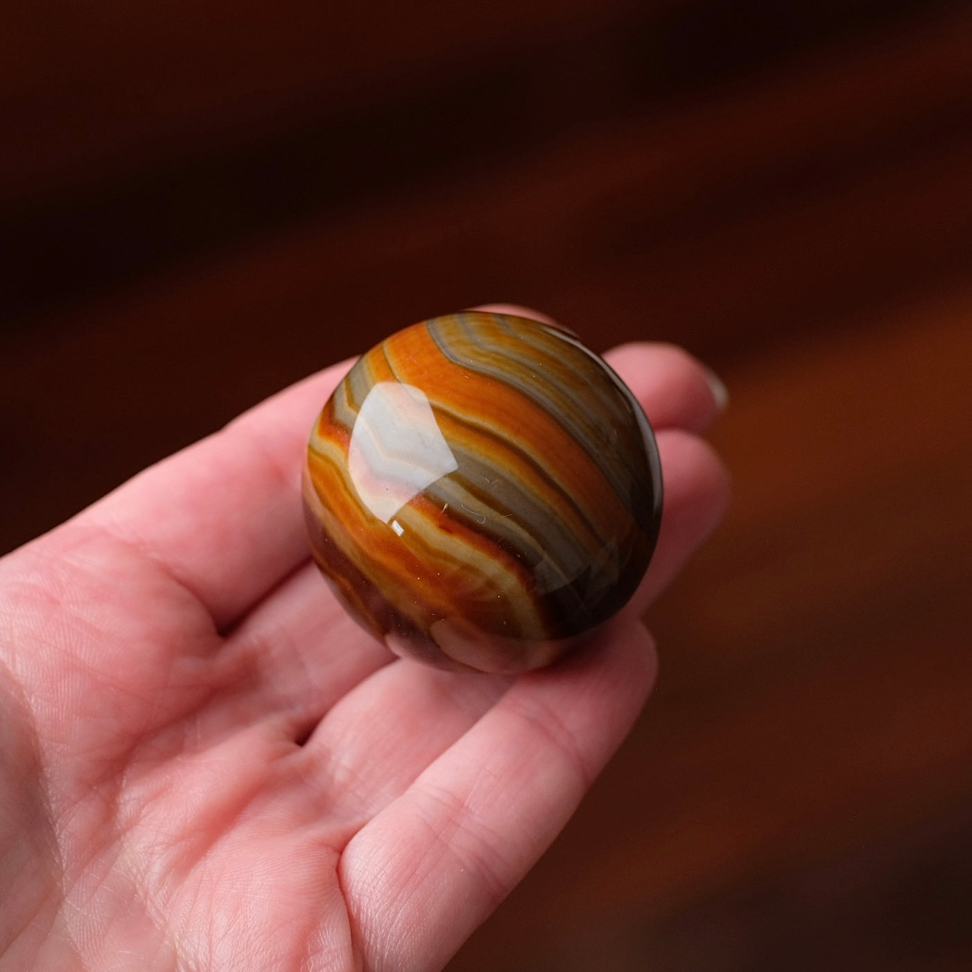 Sardonyx Sphere | Banded Orange Agate Crystal Sphere