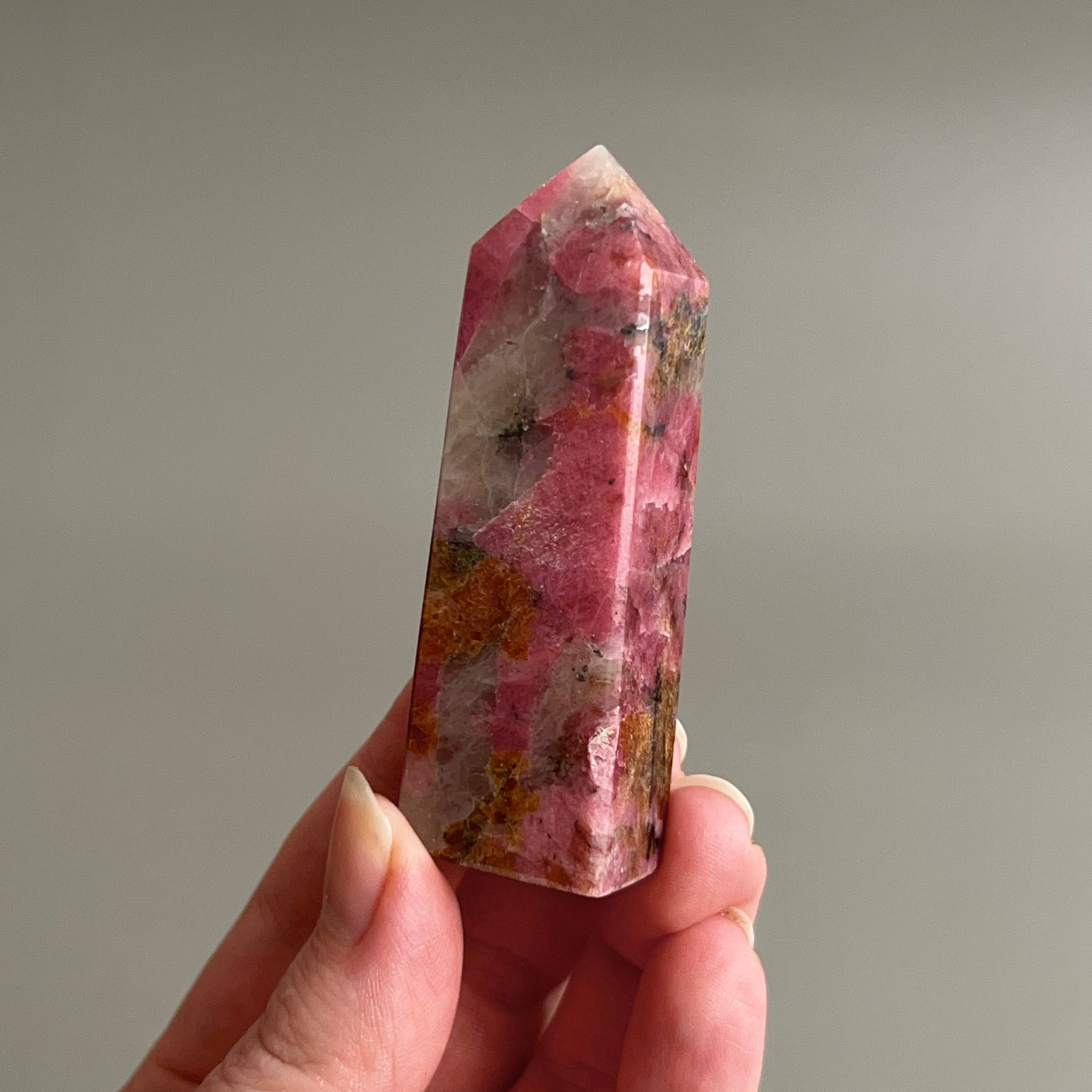 Rhodonite & Quartz Point | Rhodonite Crystal Tower