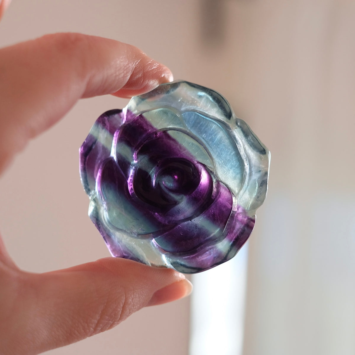 Rainbow Fluorite Flower | Fluorite Crystal Flower Carving