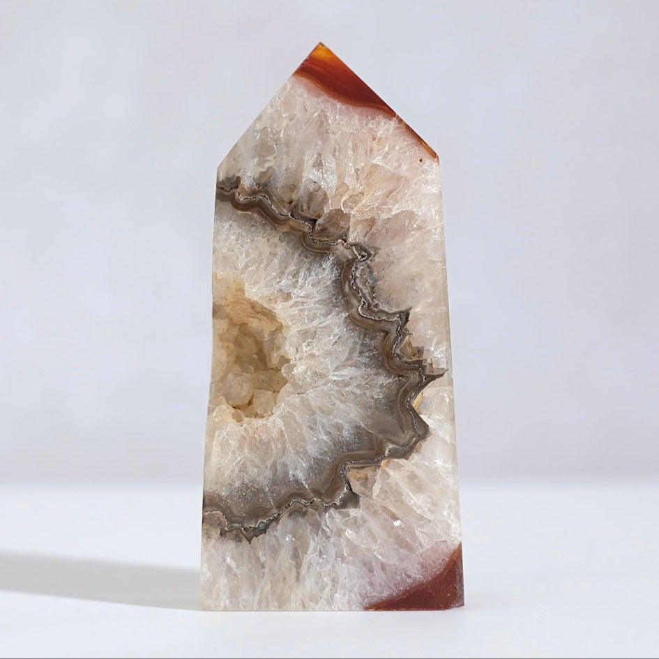 Druzy Carnelian Tower | Carnelian Geode Crystal Point