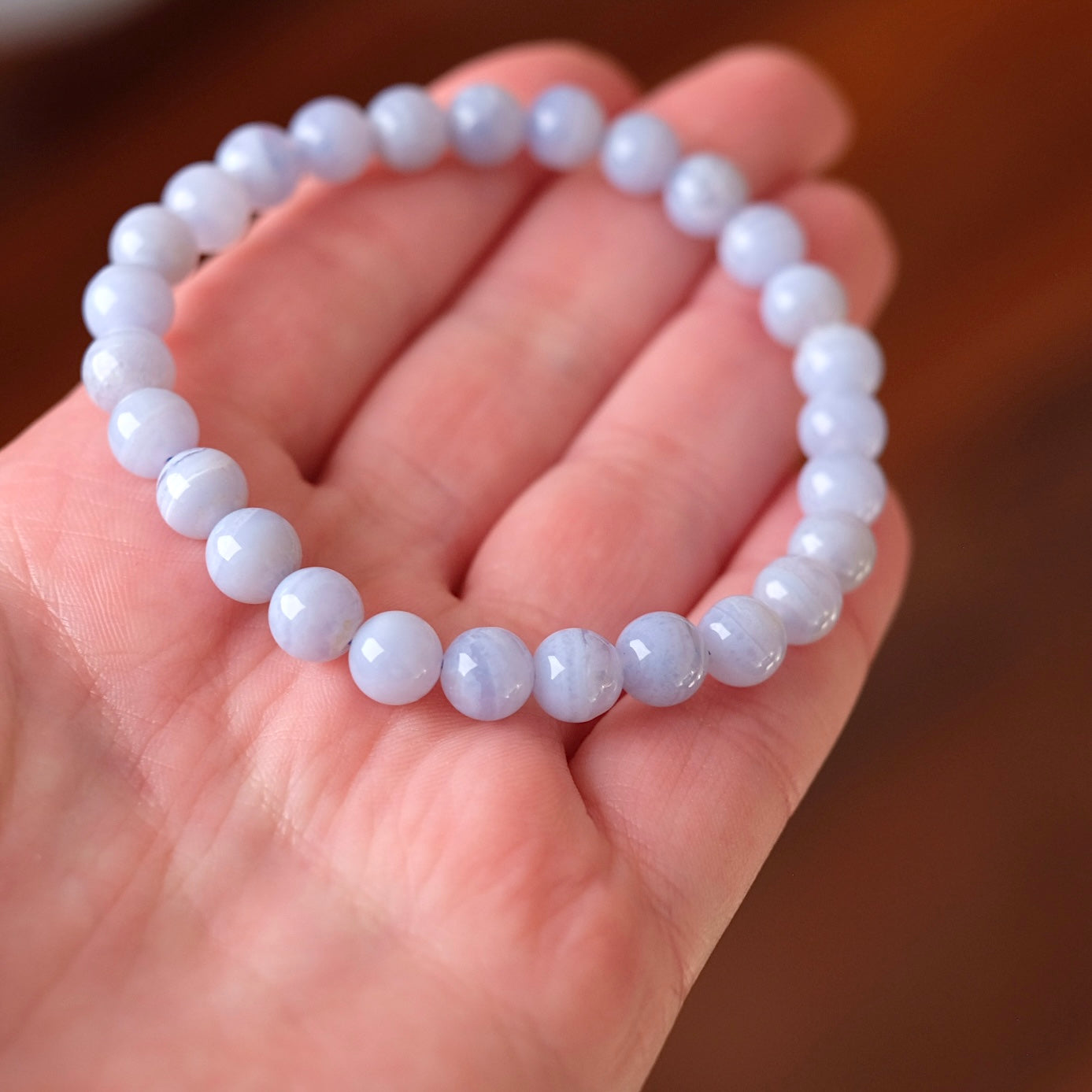 Blue Lace Agate Bracelet | Agate Crystal Stretch Bracelet