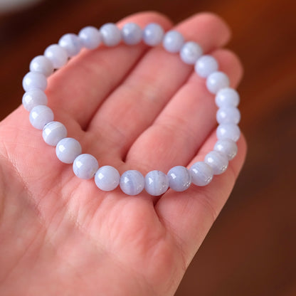 Blue Lace Agate Bracelet | Agate Crystal Stretch Bracelet