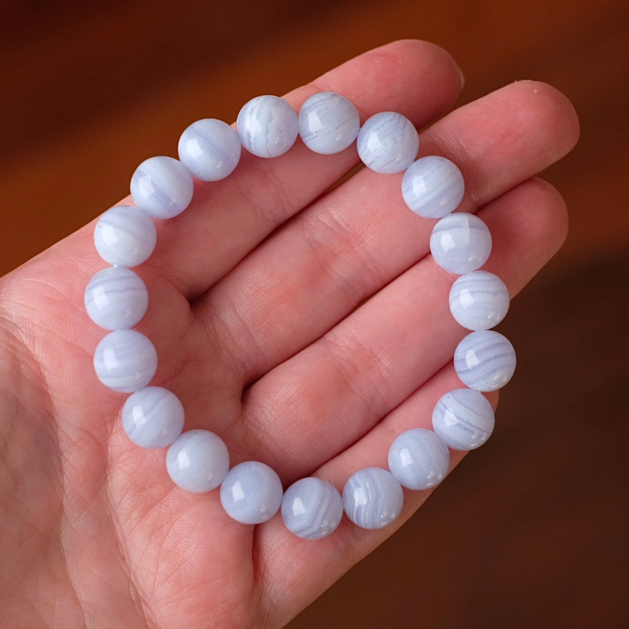 Blue Lace Agate Bracelet | Agate Crystal Stretch Bracelet