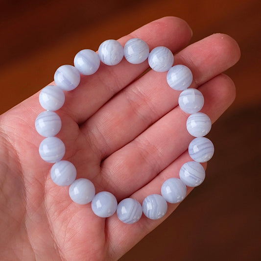 Blue Lace Agate Bracelet | Agate Crystal Stretch Bracelet