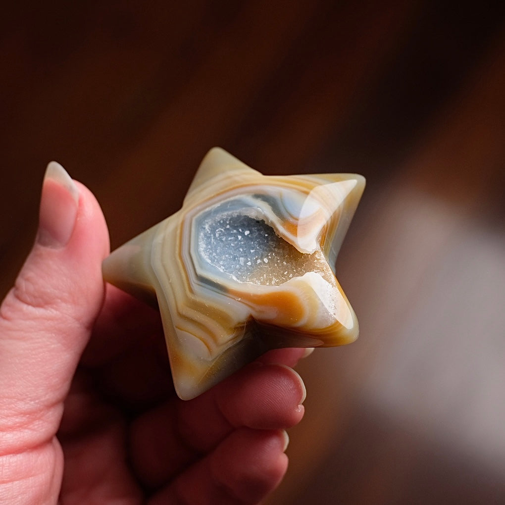 Druzy Agate Star | Geode Agate Crystal Star Carving