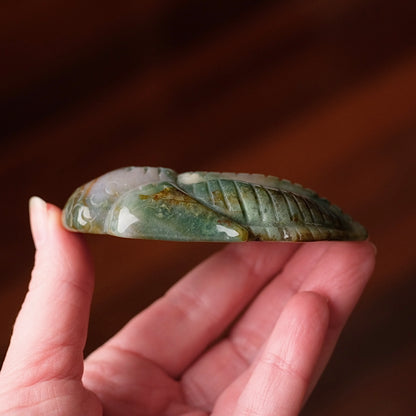 Moss Agate Trilobite Carving | Crystal Animal Carving