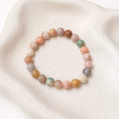 Colourful Fossilised Coral Bracelet | Coral Crystal Stretch Bracelet