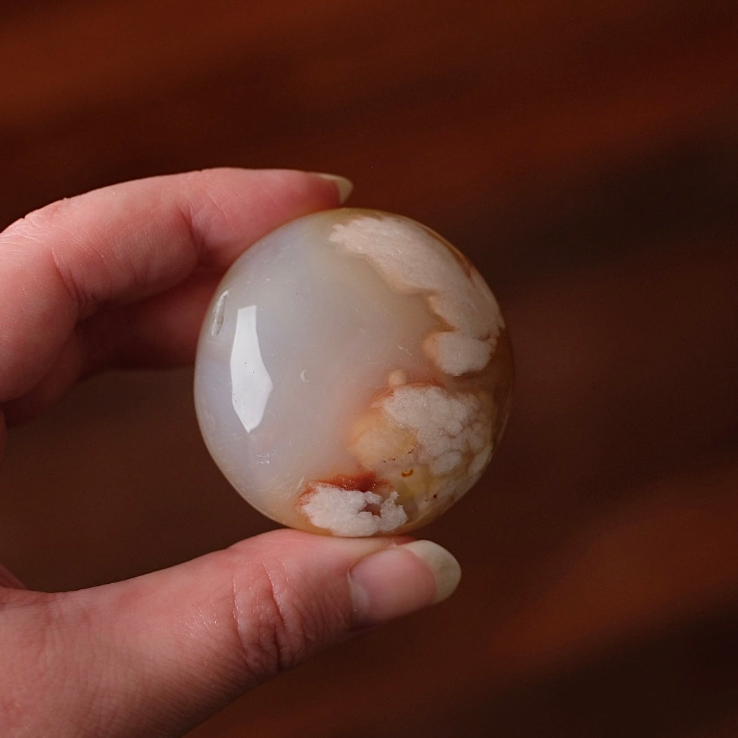 Flower Agate Palm | Cherry Blossom Agate Crystal Palm Stone