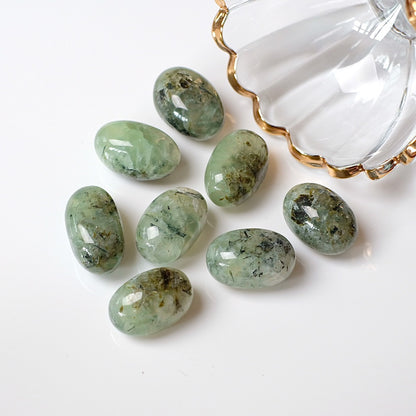 Prehnite Tumbles | Green Prehnite & Epidote Tumbled Crystal