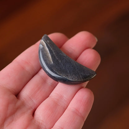 Black Lattice Sunstone Moon | Meteor Sunstone Crystal Moon