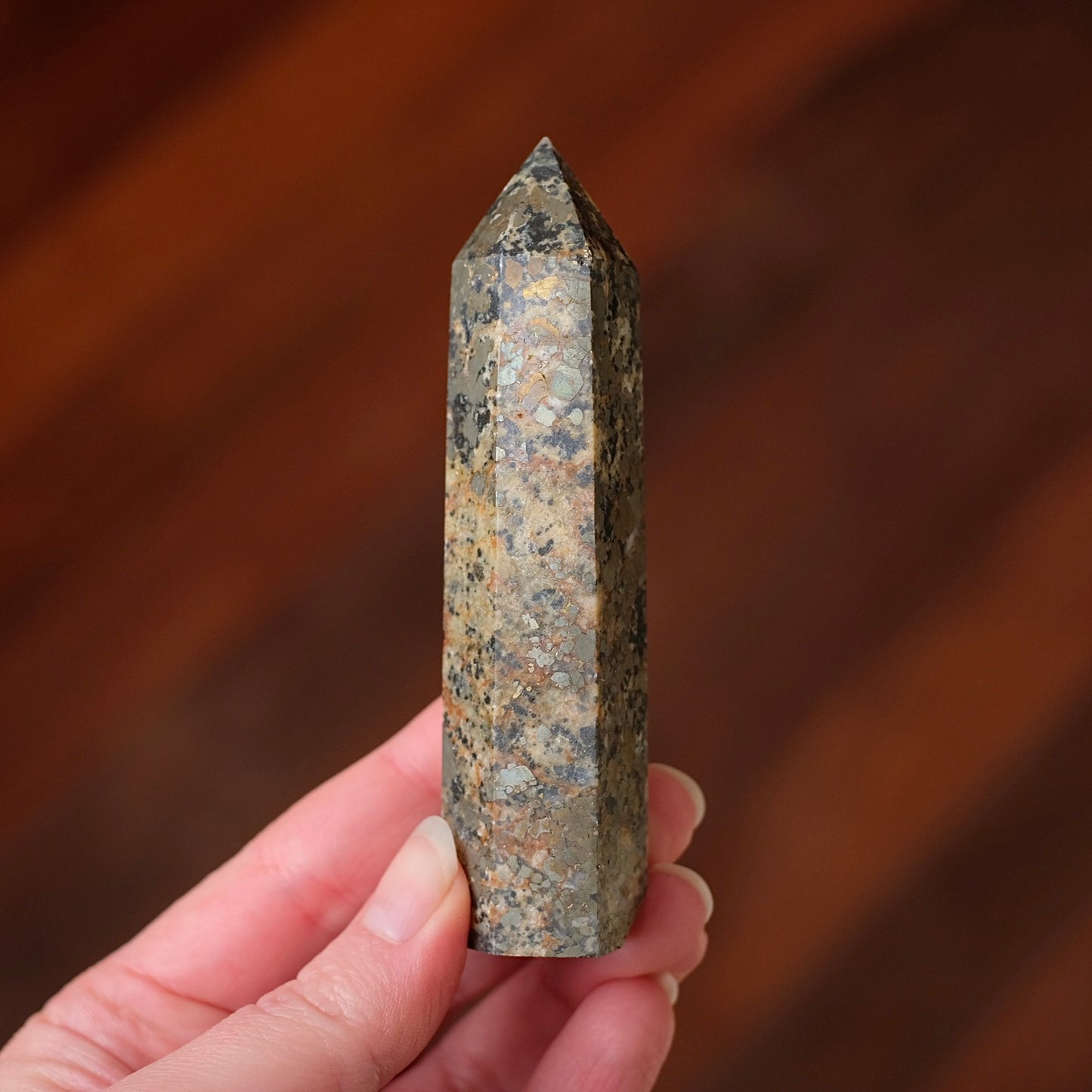 Pyrite in Quartz Tower | Chalcopyrite Crystal Point
