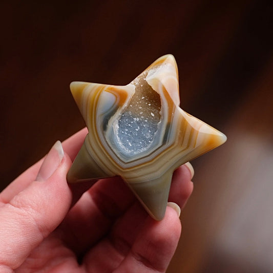 Druzy Agate Star | Geode Agate Crystal Star Carving