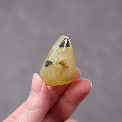 Australian Prehnite Pocket Stone | Yellow Prehnite Tumbled Crystal