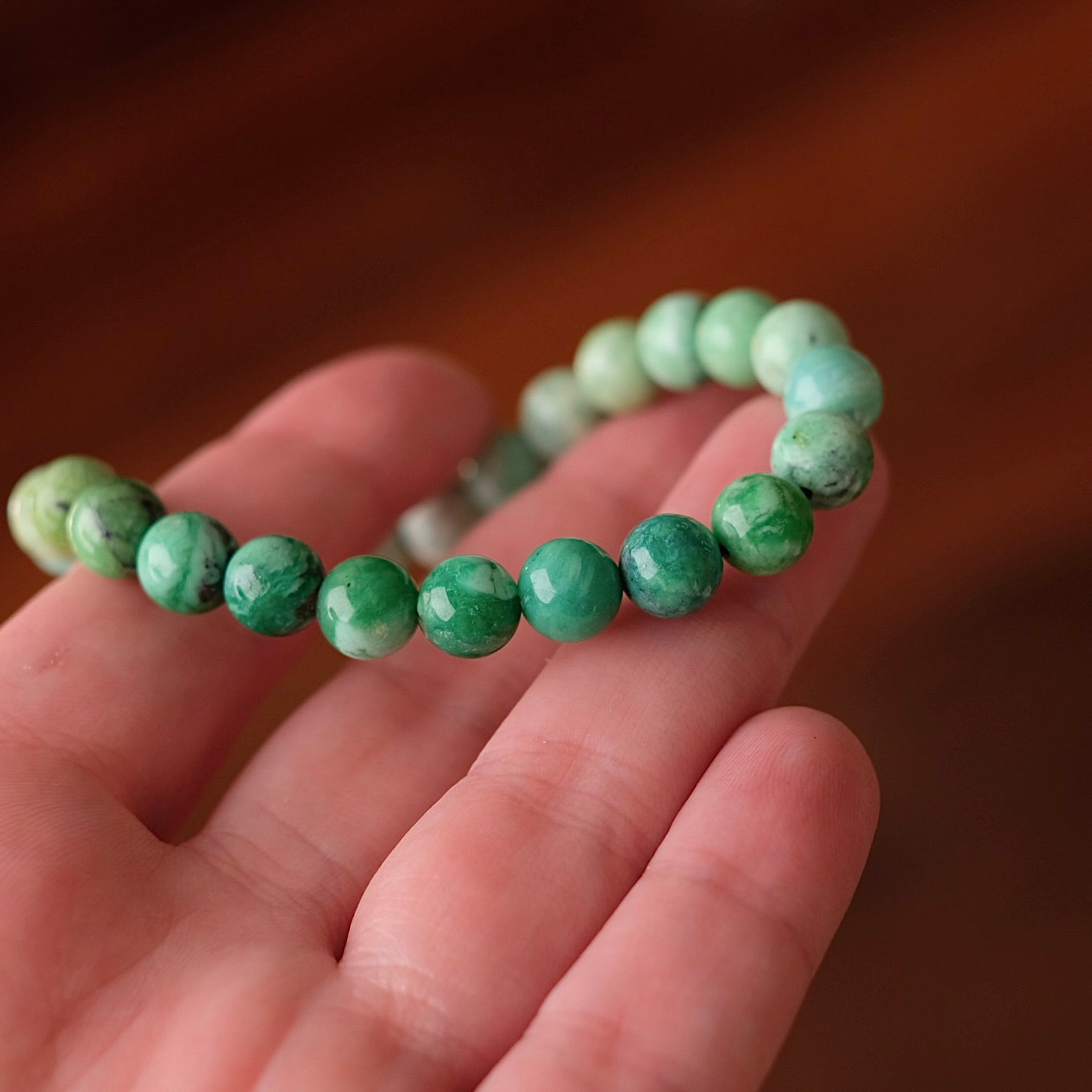 Variscite Bracelet | Green Variscite Crystal Stretch Bracelet