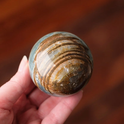 Lemurian Aquatine Calcite Sphere | Blue Onyx Crystal Sphere