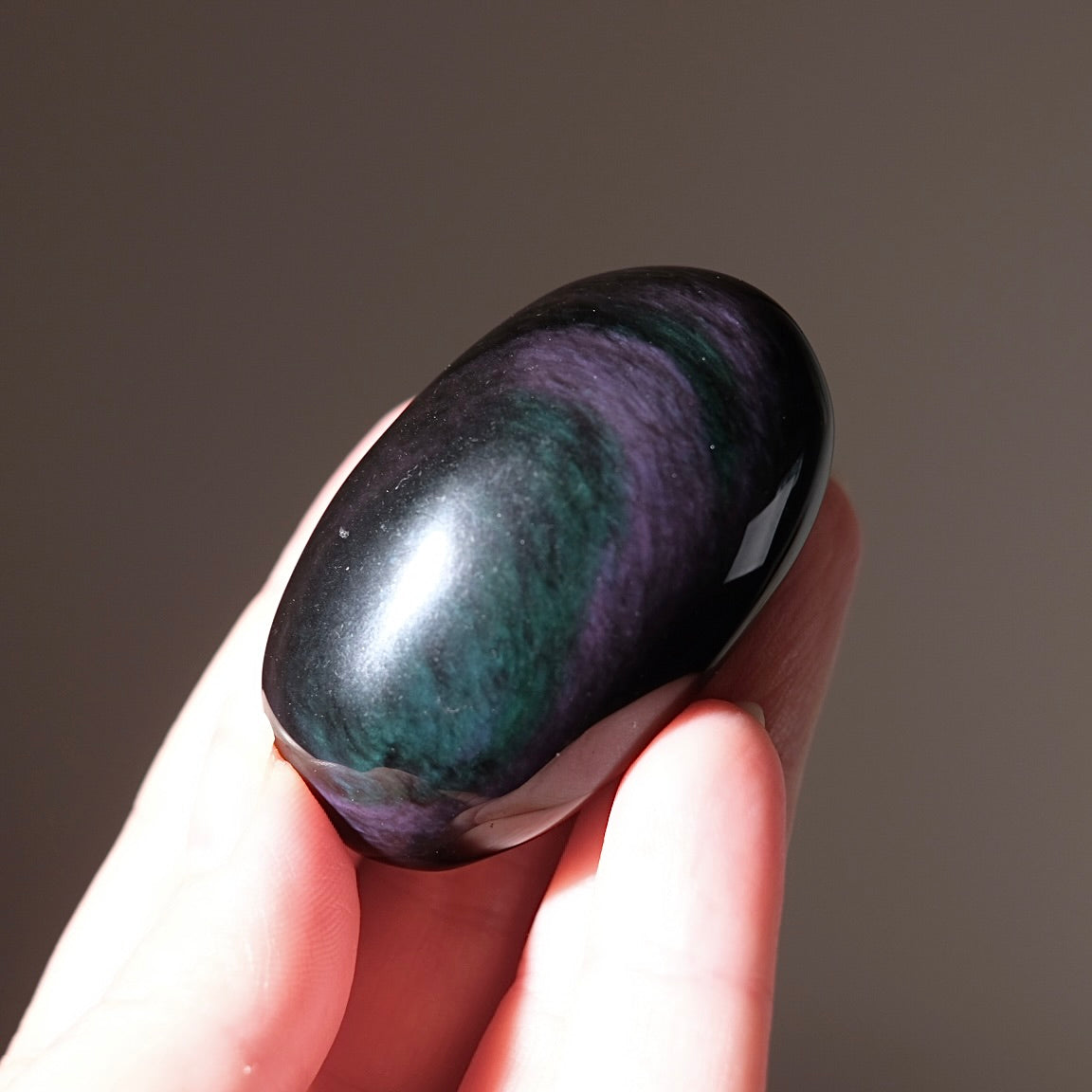 Rainbow Obsidian Palm | Velvet Obsidian Crystal Palmstone