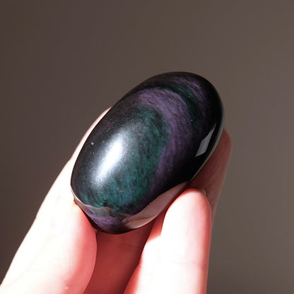 Rainbow Obsidian Palm | Velvet Obsidian Crystal Palmstone