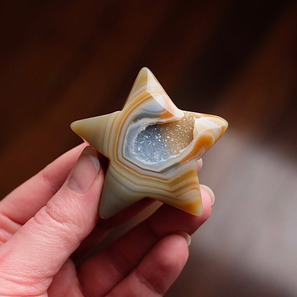 Druzy Agate Star | Geode Agate Crystal Star Carving
