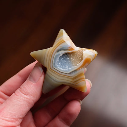 Druzy Agate Star | Geode Agate Crystal Star Carving