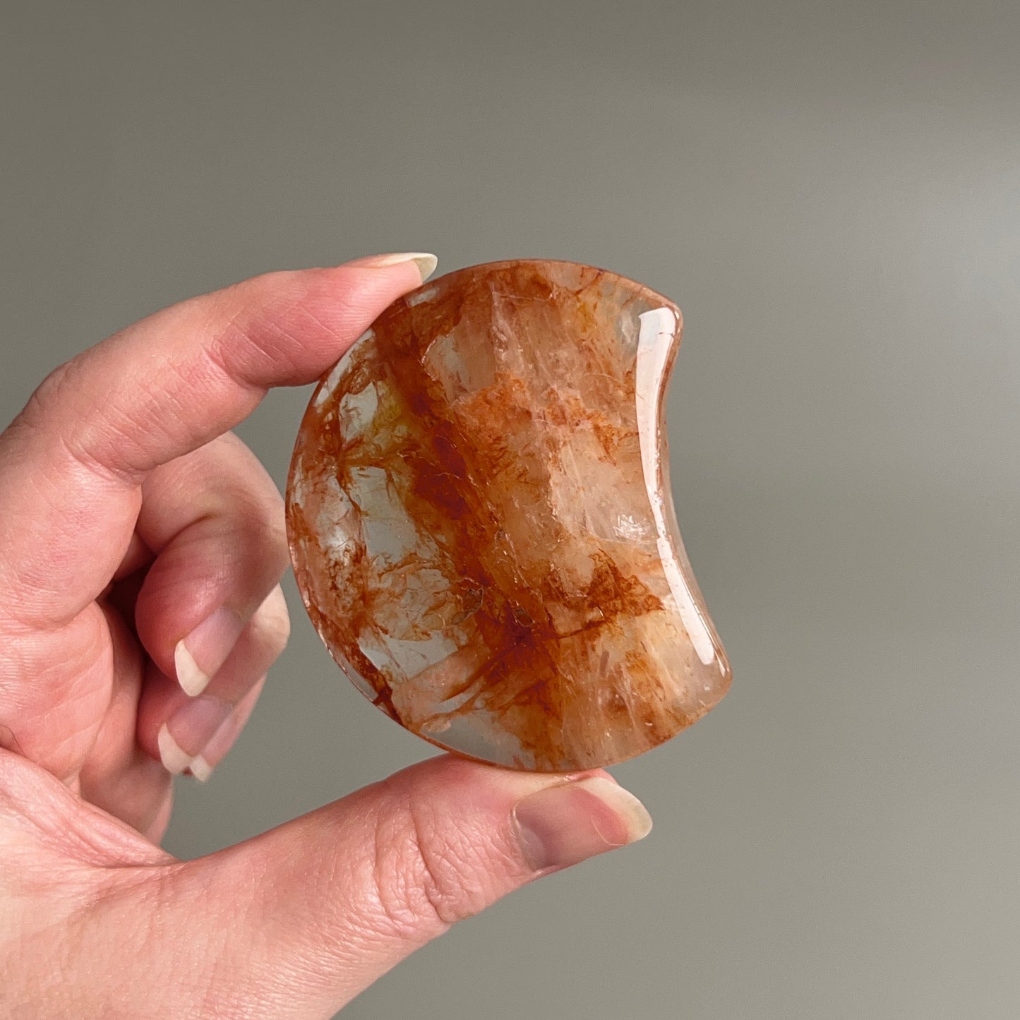 Fire Quartz Moon | Hematoid Quartz Crystal Moon