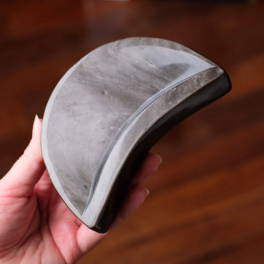 Silver Sheen Obsidian Moon Bowl | Crystal Dish