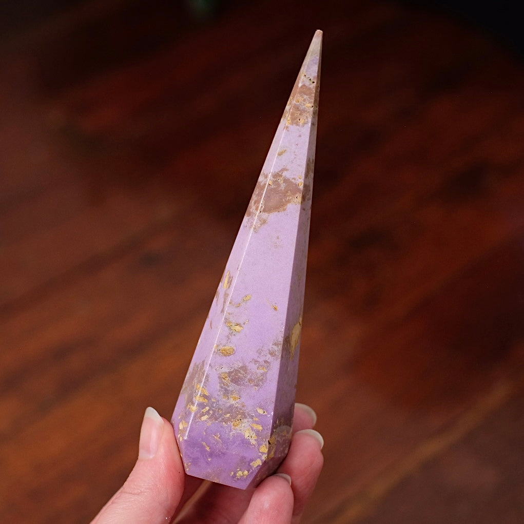 Set : Phosphosiderite & Bumblebee Jasper Prism Point | Crystal Diamond Display
