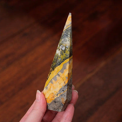 Set : Phosphosiderite & Bumblebee Jasper Prism Point | Crystal Diamond Display