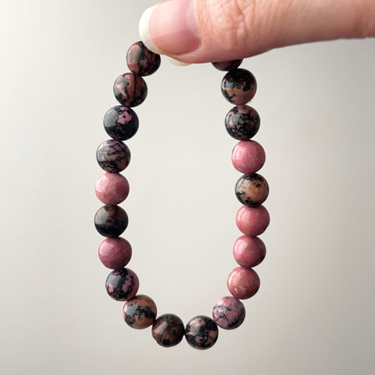 Pink Rhodonite Bracelet | Crystal Stretch Bracelet