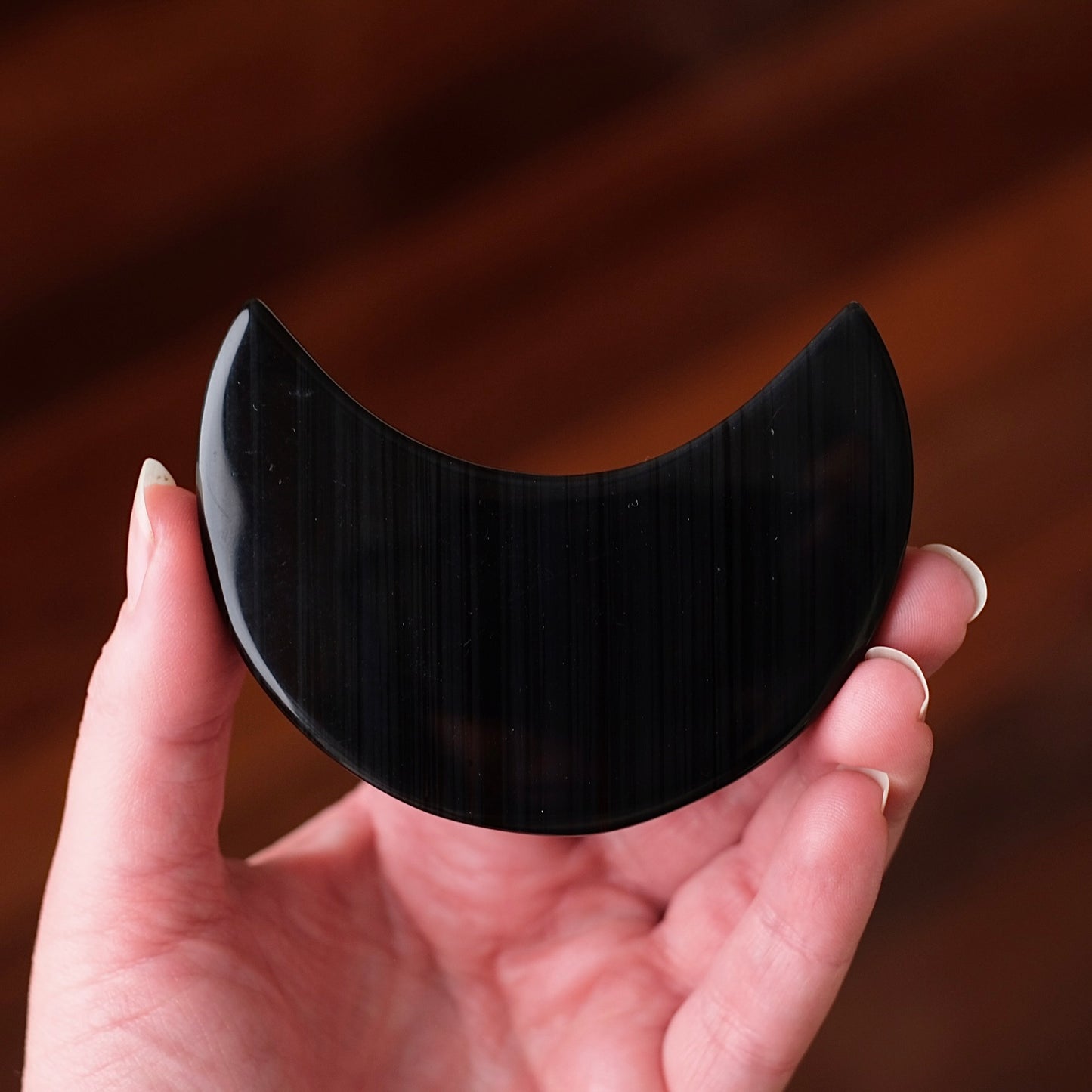 Midnight Lace Obsidian Moon & Stand | Crystal Moon Display Set