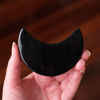 Midnight Lace Obsidian Moon & Stand | Crystal Moon Display Set
