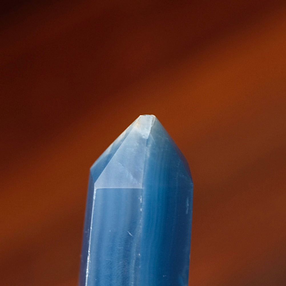 Lemurian Aquatine Calcite Point | Blue Onyx Crystal Tower