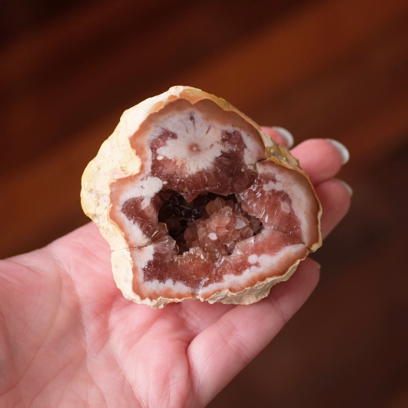 Raspberry Pink Amethyst Geode | Polished Pink Amethyst Crystal Specimen 1