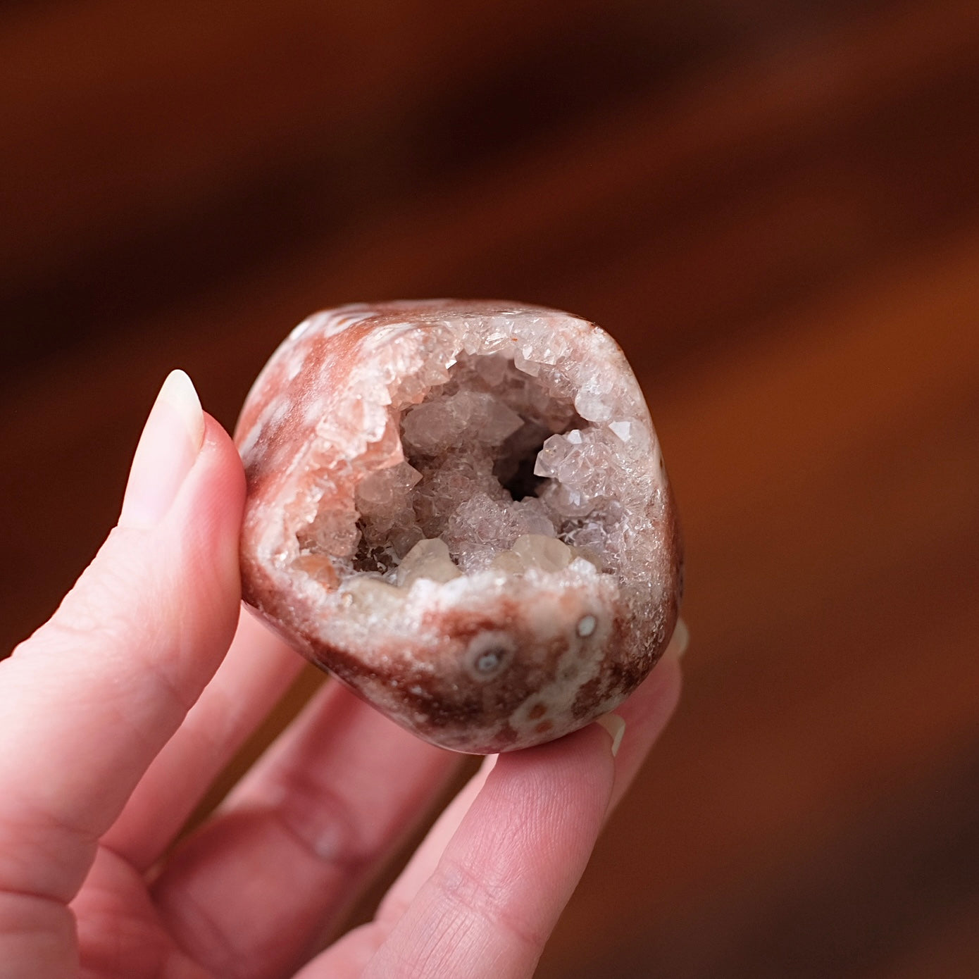Raspberry Pink Amethyst Geode | Polished Pink Amethyst Crystal Specimen 6