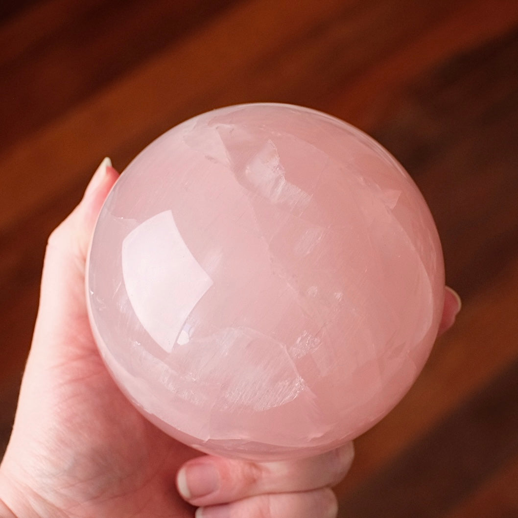 Large Star Rose Quartz Sphere | Pink Rose Quartz Crystal Sphere