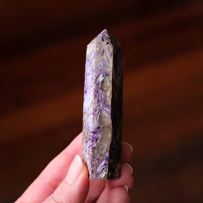 High Grade Charoite Point | Purple Charoite Crystal Tower