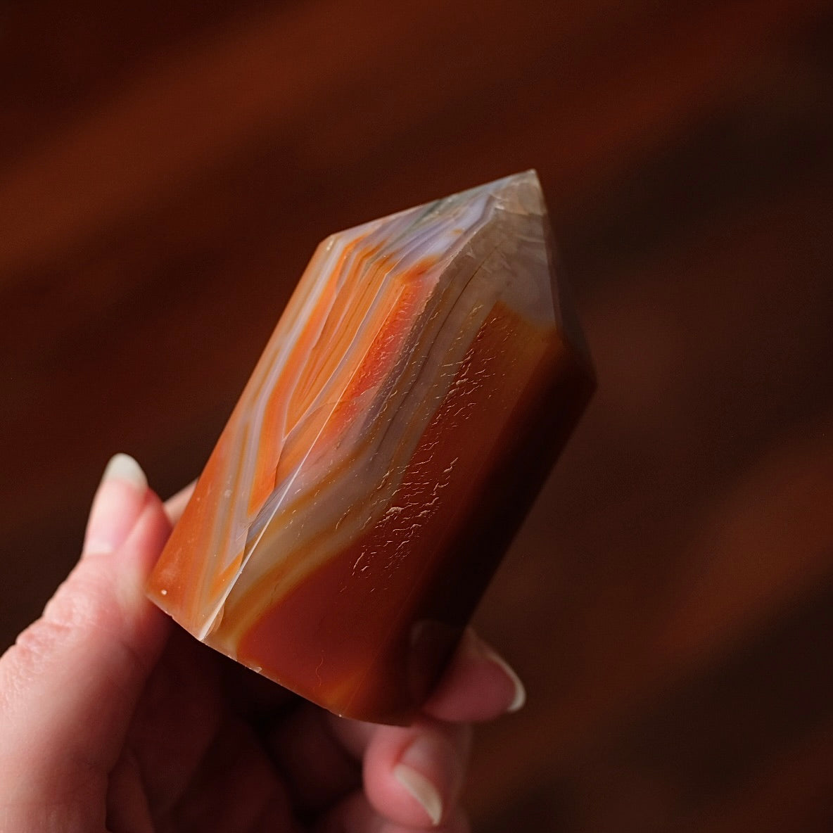 Carnelian Tower | Striped Carnelian Crystal Point