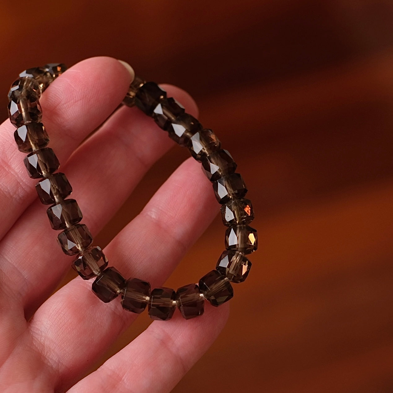 Faceted Smokey Quartz Bracelet | Quartz Crystal Bracelet