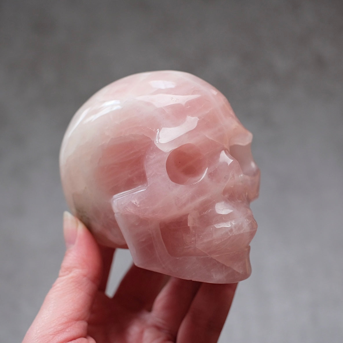 Rose Quartz Crystal Skull | Stone Skull Carving
