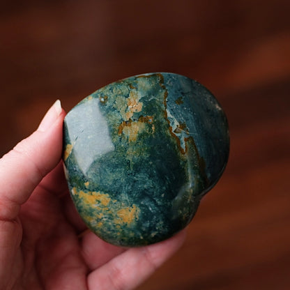 Sea Jasper Heart | Green Jasper Crystal Heart Carving