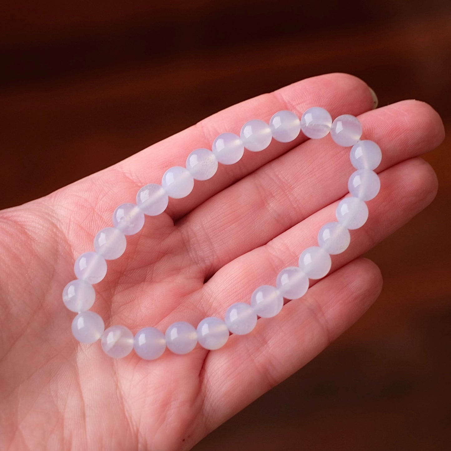 Blue Chalcedony Bracelet | Chalcedony Crystal Stretch Bracelet
