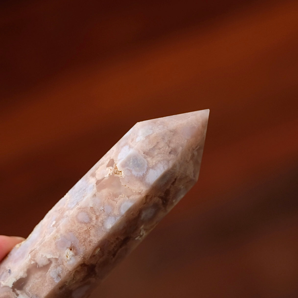 Pink Flower Agate Point | Cherry Blossom Agate Crystal Tower