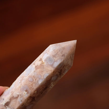 Pink Flower Agate Point | Cherry Blossom Agate Crystal Tower