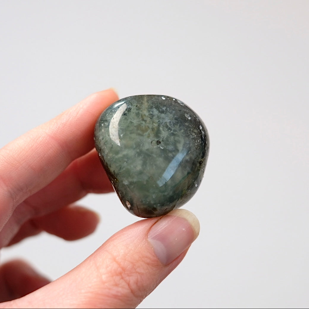 Prehnite Pocket Stone | Prehnite & Epidote Tumbled Crystal