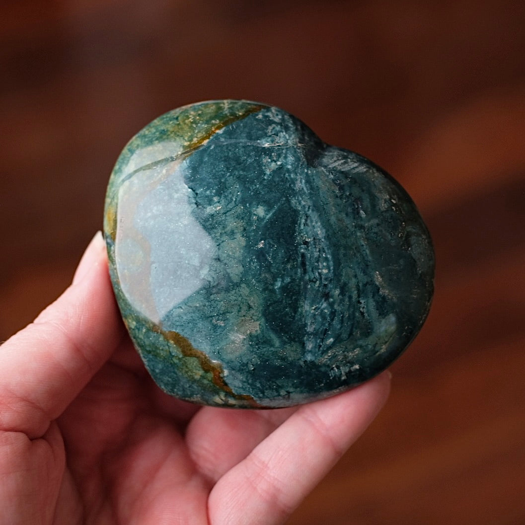 Sea Jasper Heart | Green Jasper Crystal Heart Carving