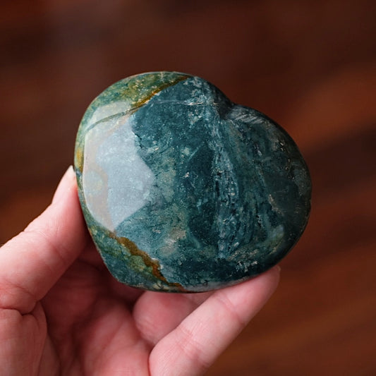 Sea Jasper Heart | Green Jasper Crystal Heart Carving